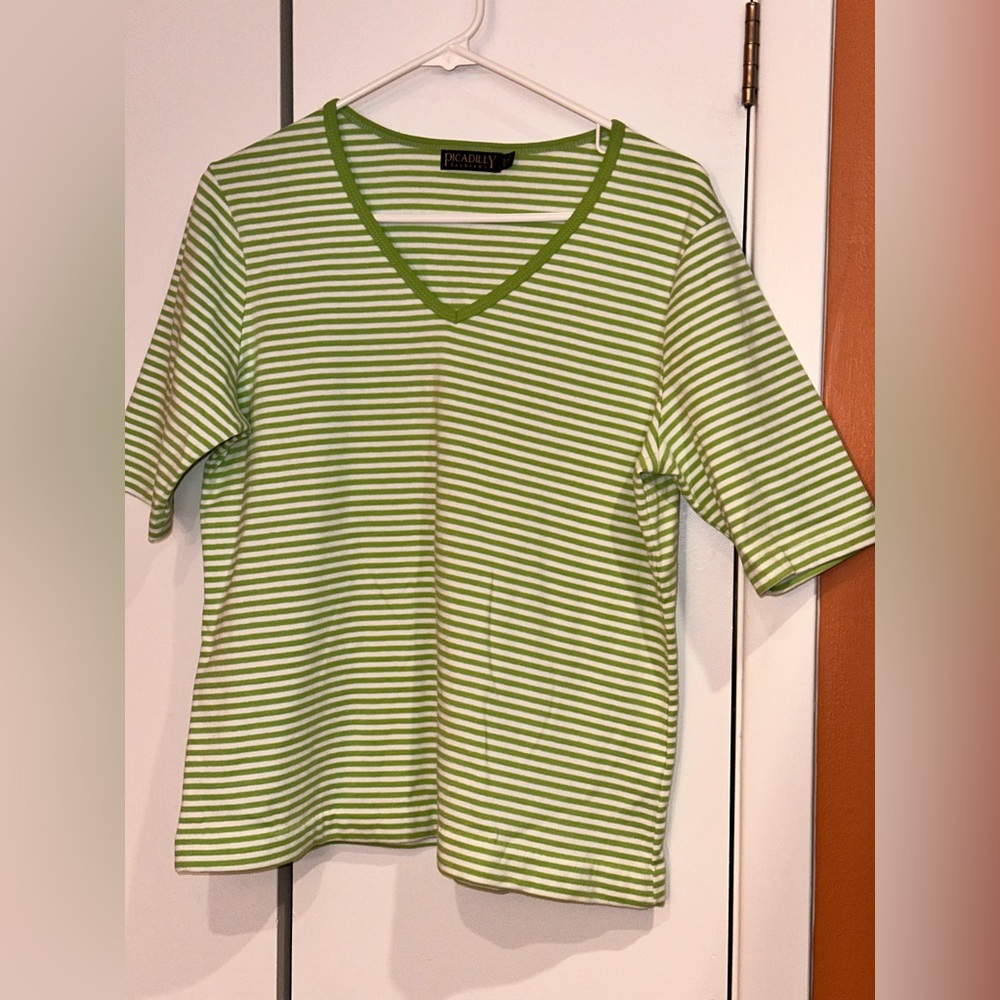 Picadilly Fashion Green Striped Women's Top. Size M
